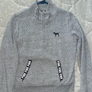 PINK Victoria's Secret Gray Quarter-Zip Sweatshirt